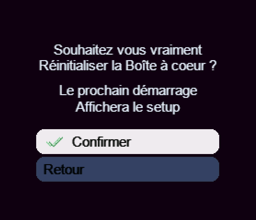 Réinitialisation usine