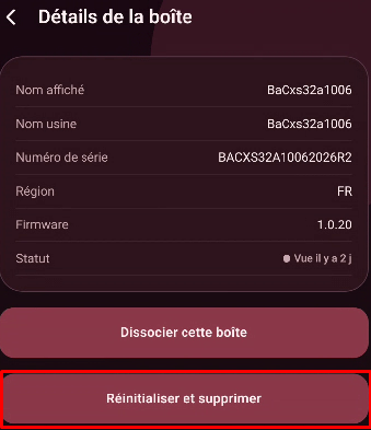 Suppression depuis l'app